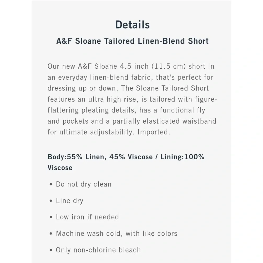 Abercrombie & Fitch Sloane High Waist White Pinstripe Shorts NWOT - Picture 5 of 5